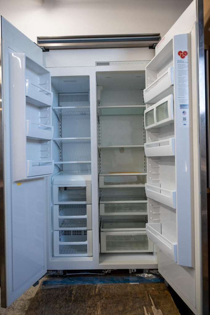 Viking 5 Series  VCSB5423SS 42 Inch Counter Depth Built-In Side by Side Refrigerator with 25.32 Cu. Ft. Total Capacity, ProChill™ Temperature Management, Spillproof Plus™ Shelves, LED Lighting, Ice Maker, Sabbath Mode: Stainless Steel