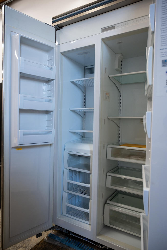 Viking 5 Series  VCSB5423SS 42 Inch Counter Depth Built-In Side by Side Refrigerator with 25.32 Cu. Ft. Total Capacity, ProChill™ Temperature Management, Spillproof Plus™ Shelves, LED Lighting, Ice Maker, Sabbath Mode: Stainless Steel