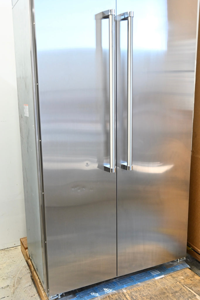 Viking 5 Series  VCSB5423SS 42 Inch Counter Depth Built-In Side by Side Refrigerator with 25.32 Cu. Ft. Total Capacity, ProChill™ Temperature Management, Spillproof Plus™ Shelves, LED Lighting, Ice Maker, Sabbath Mode: Stainless Steel