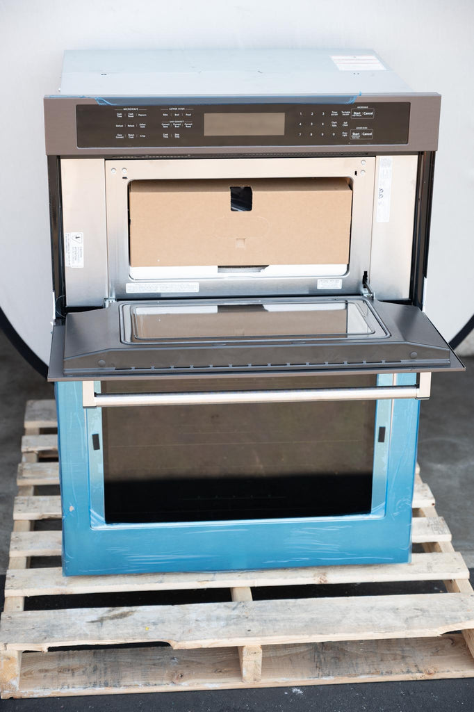 KitchenAid  KOCE500EBS 30 Inch Double Combination Electric Wall Oven with 6.4 cu. ft. Total Capacity, Even-Heat™ True Convection, Self-Clean, Crispwave™ Microwave Technology, EasyConvect™, Temperature Probe: Black Stainless Steel with PrintShield™ Finish