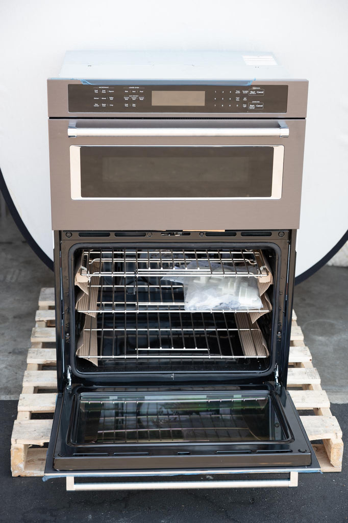 KitchenAid  KOCE500EBS 30 Inch Double Combination Electric Wall Oven with 6.4 cu. ft. Total Capacity, Even-Heat™ True Convection, Self-Clean, Crispwave™ Microwave Technology, EasyConvect™, Temperature Probe: Black Stainless Steel with PrintShield™ Finish