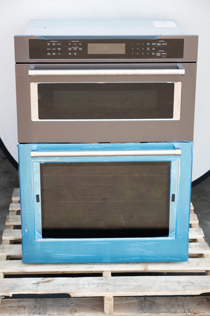 KitchenAid  KOCE500EBS 30 Inch Double Combination Electric Wall Oven with 6.4 cu. ft. Total Capacity, Even-Heat™ True Convection, Self-Clean, Crispwave™ Microwave Technology, EasyConvect™, Temperature Probe: Black Stainless Steel with PrintShield™ Finish