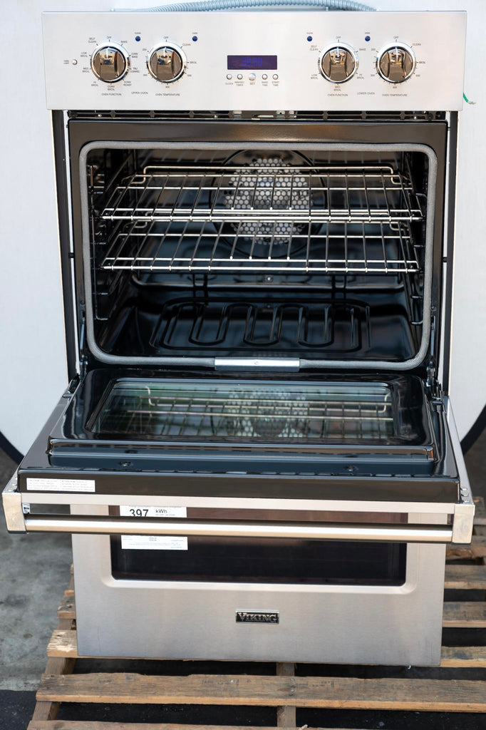 Viking 5 Series  VDOE130SS 30 Inch Built-In Double Electric Wall Oven with 8.6 cu. ft. Total Capacity, TruConvec™, Vari-Speed Dual Flow™, Rapid Ready™ Preheat, TruGlide™ Racks and 10-Pass Broiler: Stainless Steel