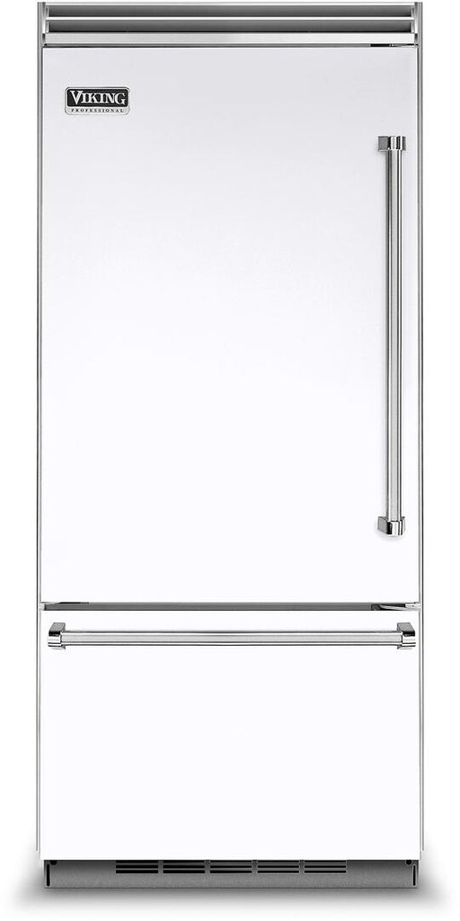 Viking 5 Series VCBB5363ELWH 36 Inch Built-In Bottom-Freezer Refrigerator with Air Purifier, 2 Deli Drawers, Spillproof Glass Shelves, 2 Humidity Zones, Aluminum Door Bins, 20.4 cu. ft. Capacity and Sabbath Mode: White, Left Hinge Door Swing