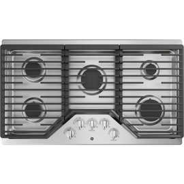 GE  JGP5036SLSS 36 Built-In Gas Cooktop with 5 Sealed Burners, Dishwasher Safe Continuous Grates, Max Burner System, Power Boil Burner, Griddle, Simmer Burner, and ADA Compliant: Stainless Steel