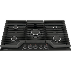 Frigidaire Gallery Series GCCG3648AB 36 Inch Gas Cooktop with 5 Sealed Burners, Quick Boil Burner, Simmer Burner, Continuous Grates, Backlit LED Knobs, and ADA Compliant: Black