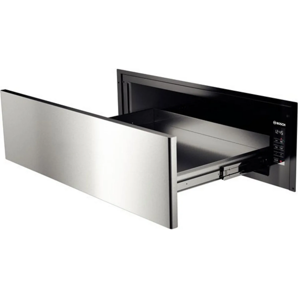 Bosch 500 Series  HWD5051UC 30 Inch Warming Drawer with 3 Power Levels, Proofing Mode, Auto Shut-Off, 2.2 cu. ft. Capacity, 450 Watt Heating Element and Sturdy Ball Bearing Telescopic Rails: Stainless Steel