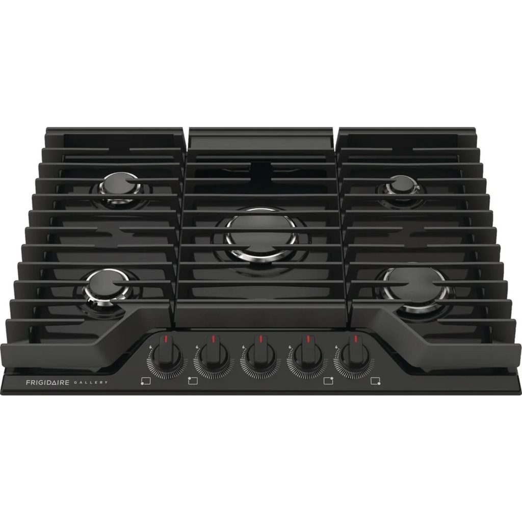 Frigidaire Gallery Series GCCG3048AB 30 Inch Gas Cooktop with 5 Sealed Burners, 18,000 BTU Burner, Simmer Burner, Continuous Grates, Backlit LED Knobs, and ADA Compliant: Black