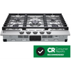 LG  CBGJ3023S 30 Inch Gas Cooktop with 5 Sealed Burners, Continuous Cast-Iron Grates, 20K BTU Ultraheat™ Burner, EasyClean® Stainless Steel Cooktop, Knobs Control, and Auto Reignition: Stainless Steel