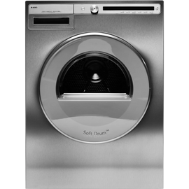 ASKO Logic Series  T411VDT 24 Inch Electric Dryer with 5.1 Cu. Ft. Capacity, Butterfly™ Drying System, Soft Drum™ Technology, LCD Display, Interior Light, Line Concept™, 13 Dry Programs, Sensi Dry™, Auto Synthetic, Airing Option, and Anti-Crease: Titanium