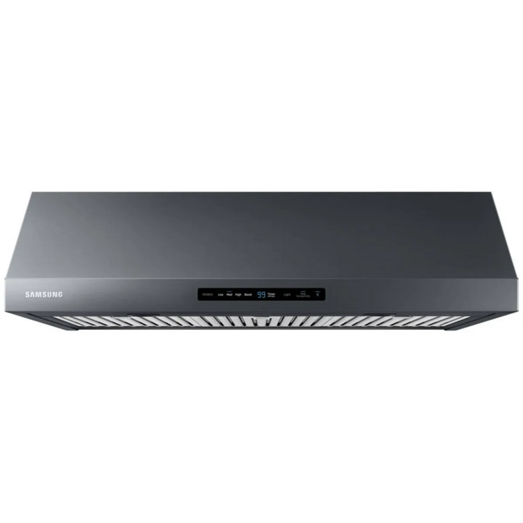 Samsung NK36N7000UG 36 Inch Under Cabinet Smart Range Hood with 4-Speed/390 CFM Blower, Digital Touch Control, LED Lighting, Removable Baffle Filter, Bluetooth®, Wi-Fi Monitoring, and ADA Compliant: Fingerprint Resistant Black Stainless Steel