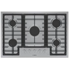 Bosch 500 Series NGM5059UC 30 Inch Gas Cooktop with 5 Sealed Burners, Continuous Cast-Iron Grates, OptiSim® Burner, Distinctive Red LED Light, and One-Piece Stainless Steel Design
