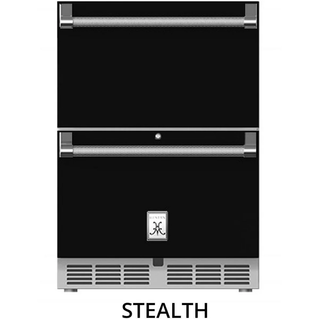 Hestan  GRFR24BK Outdoor Refrigerator and Freezer Drawer with 5.2 cu. ft. Storage Capacity, LED Lighting, Digital Temperature Display, and UL Certified: Black