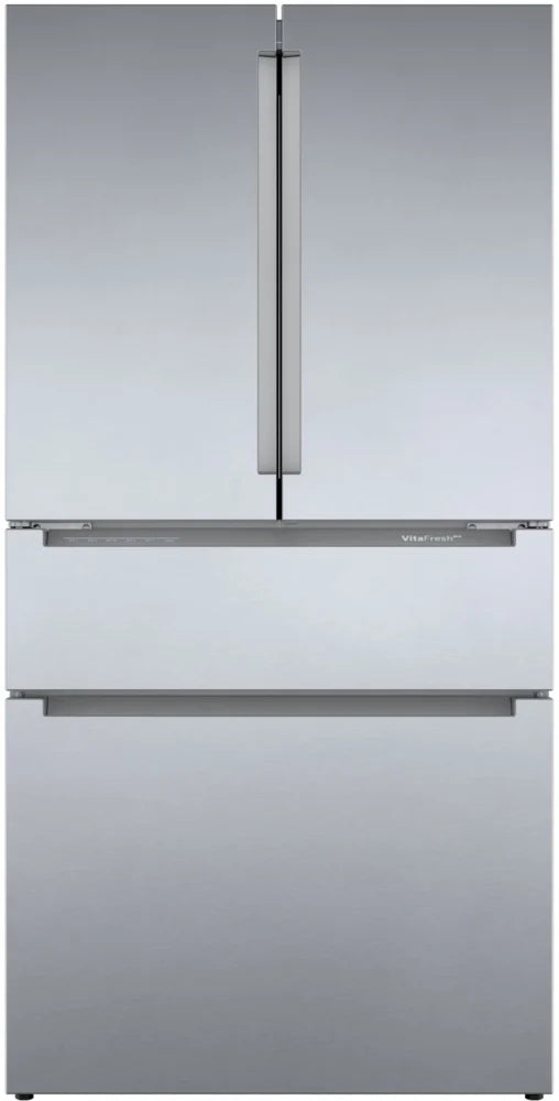 Bosch 800 Series B36CL80ENS 36 Inch Counter Depth French Door Smart Refrigerator with 20.5 Cu. Ft. Capacity, Home Connect, Dual Freezer Drawers, Ice Maker, Touch Control Panel, and Humidity-Controlled Drawers: Integrated Recessed Handle