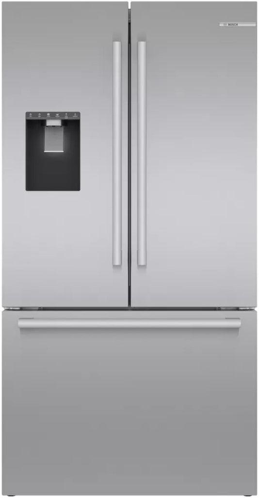 Bosch 500 Series B36FD50SNS 36 Inch Freestanding French Door Smart Refrigerator with 26 cu. ft. Total Capacity, QuickIce Pro System™, UltraClarityPro™, Home Connect™, External Ice/Water Dispenser, AirFresh® Filter, and ENERGY STAR®: Stainless Steel