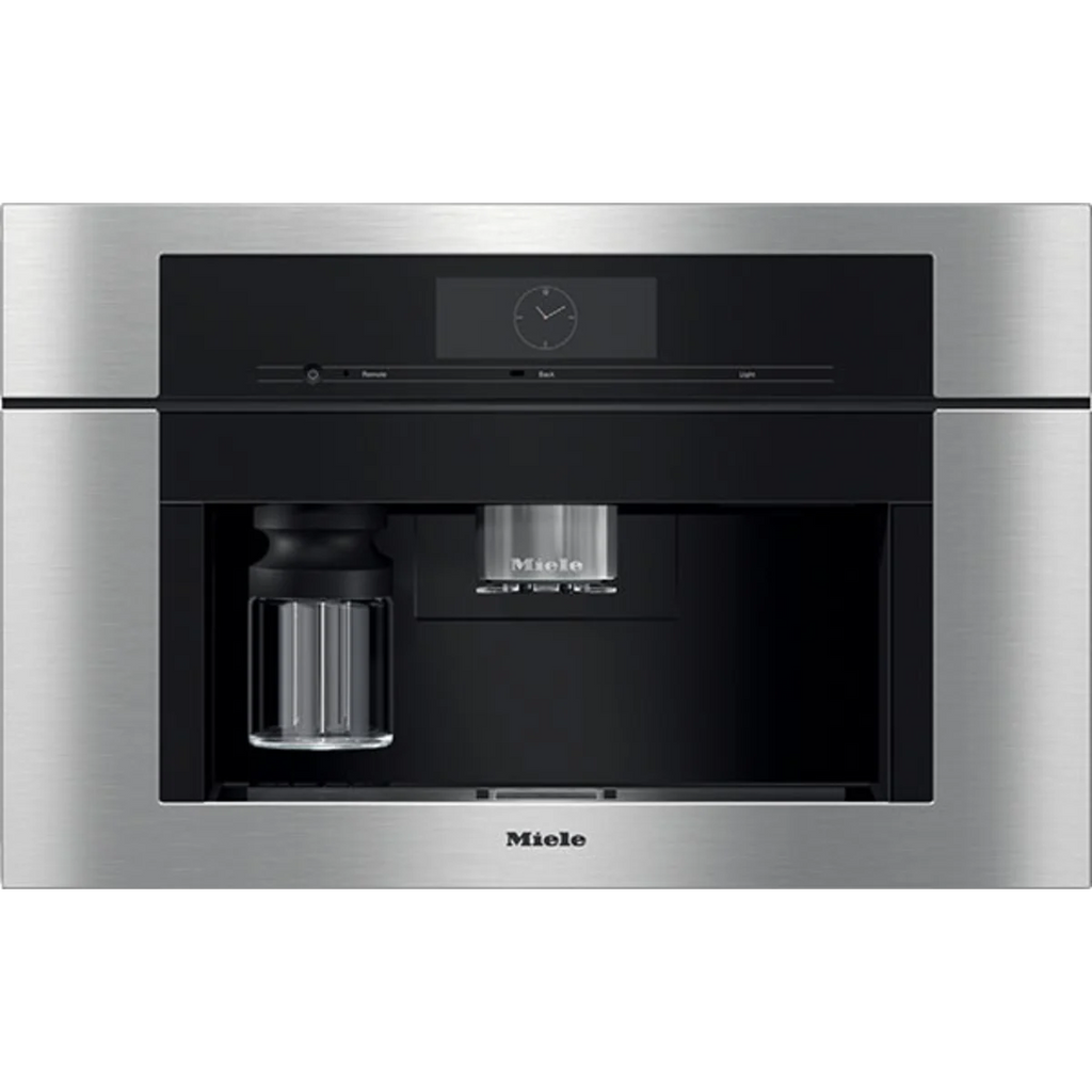 Miele ContourLine CVA7775 30 Inch Built-In Plumbed Coffee System with M Touch Controls, 24+ Coffee and Tea Drinks, Dual Dispensing Spouts, Wi-Fi, 10 User Profiles, Automatic Cleaning Program, Integrated LED Lighting: Stainless Steel / Clean Touch Steel
