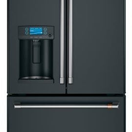 Cafe CYE22TP3MD1 36 Inch Counter Depth French Door Smart Refrigerator with 22.2 Cu. Ft. Capacity, Precise Fill Setting, TwinChill™ Evaporators, Wi-Fi, Remote Diagnostics, Hot Water Dispenser, ADA Compliant and ENERGY STAR®: Matte Black