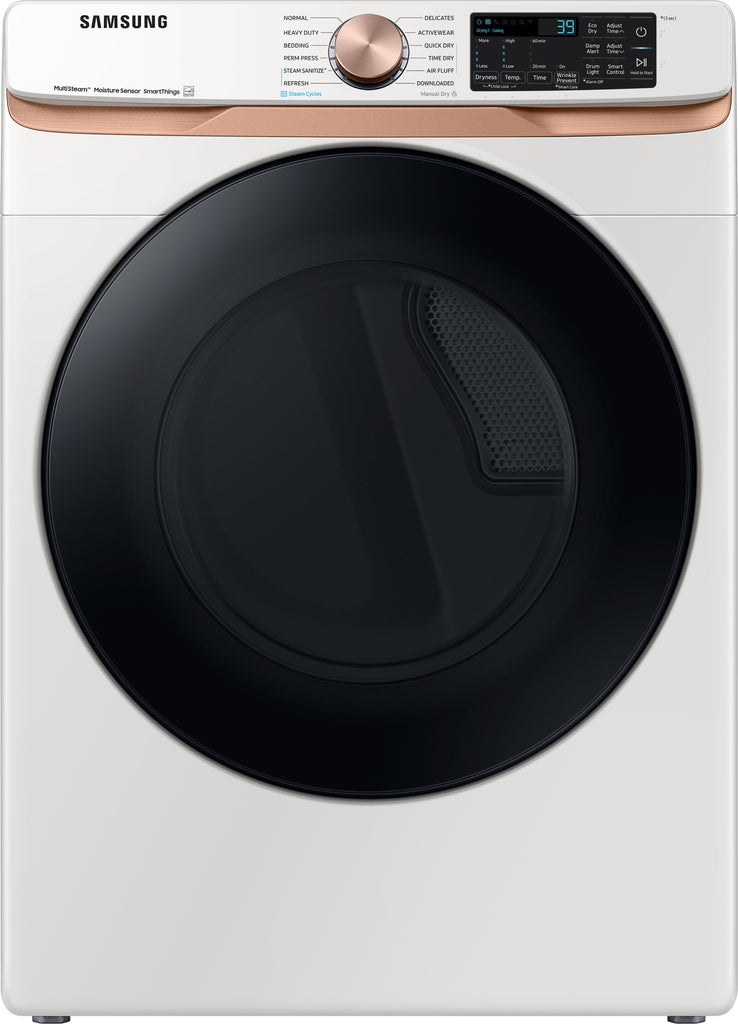 Samsung DVE50BG8300E 27 Inch Electric Dryer with 7.5 cu. ft. Capacity, Steam Sanitize+, Sensor Dry, Vent Sensor, Smart Care, Wi-Fi, 21 Drying Cycles, Quick Dry, Wrinkle Prevent, ADA Compliant, and ENERGY STAR® Certified: Ivory
