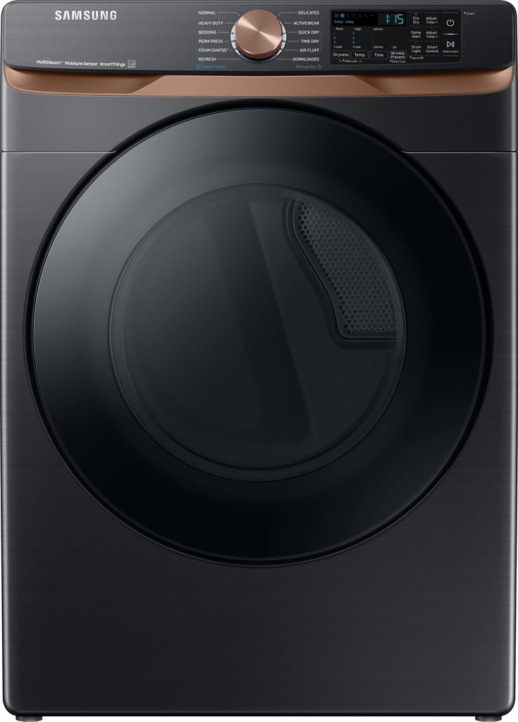 Samsung DVE50BG8300V 27 Inch Electric Dryer with 7.5 cu. ft. Capacity, Steam Sanitize+, Sensor Dry, Vent Sensor, Smart Care, Wi-Fi, 21 Drying Cycles, Quick Dry, Wrinkle Prevent, ADA Compliant, and ENERGY STAR® Certified: Brushed Black