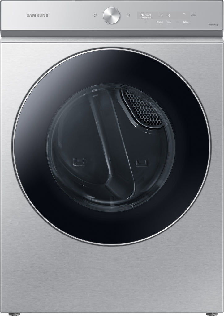 Samsung BESPOKE DVG53BB8900T 27 Inch Gas Smart Dryer with 7.6 Cu. Ft. Capacity, AI Optimal Dry, Super Speed Dry, MultiControl™, AI Smart Dial, Wi-Fi, 20 Dry Cycles, Sensor Dry: Silver Steel