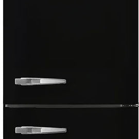 Smeg 50's Retro Design FAB32URBL3 24 Inch Freestanding Bottom Mount Refrigerator with 11.69 Cu. Ft. Total Capacity, 3 Adjustable Glass Shelves, 3 Freezer Drawers, Temperature Alarm, LED Internal Light, and ENERGY STAR Certified: Black, Right Hinge