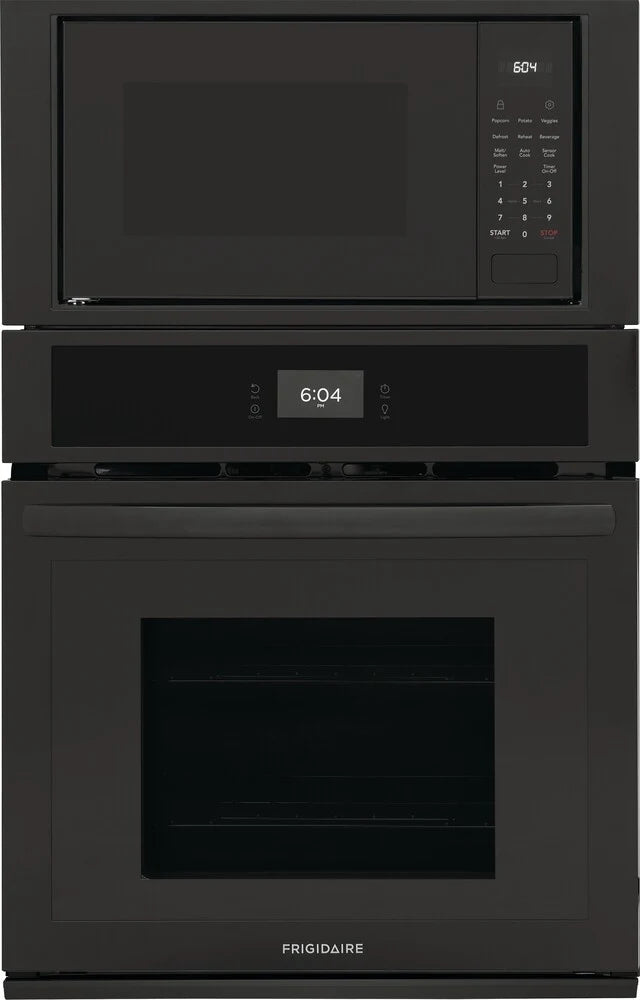 Frigidaire FCWM2727AB 27 Inch Combination Electric Wall Oven with 5.4 Cu. Ft. Total Capacity, Fan Convection, Self Clean, Sensor Cook, Cook Time Setting, Convection Bake, Microwave Cooking, Add 30 Seconds, Sabbath Mode, and Star-K Certified: Black