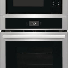 Frigidaire FCWM2727AS 27 Inch Combination Electric Wall Oven with 5.4 Cu. Ft. Total Capacity, Fan Convection, Self Clean, Sensor Cook, Microwave Cooking, Add 30 Seconds, Sabbath Mode, and Star-K Certified: Stainless Steel