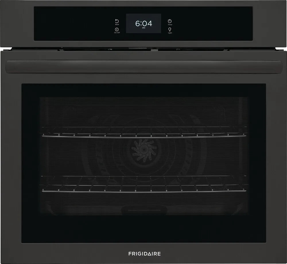 Frigidaire FCWS3027AD 30 Inch Single Convection Electric Wall Oven with 5.3 Cu. Ft. Capacity, Fan Convection, Self Clean, Keep Warm Setting, Timed Cook, Hidden Bake Element, Delay Start, Sabbath Mode, and ADA Compliant: Black Stainless Steel