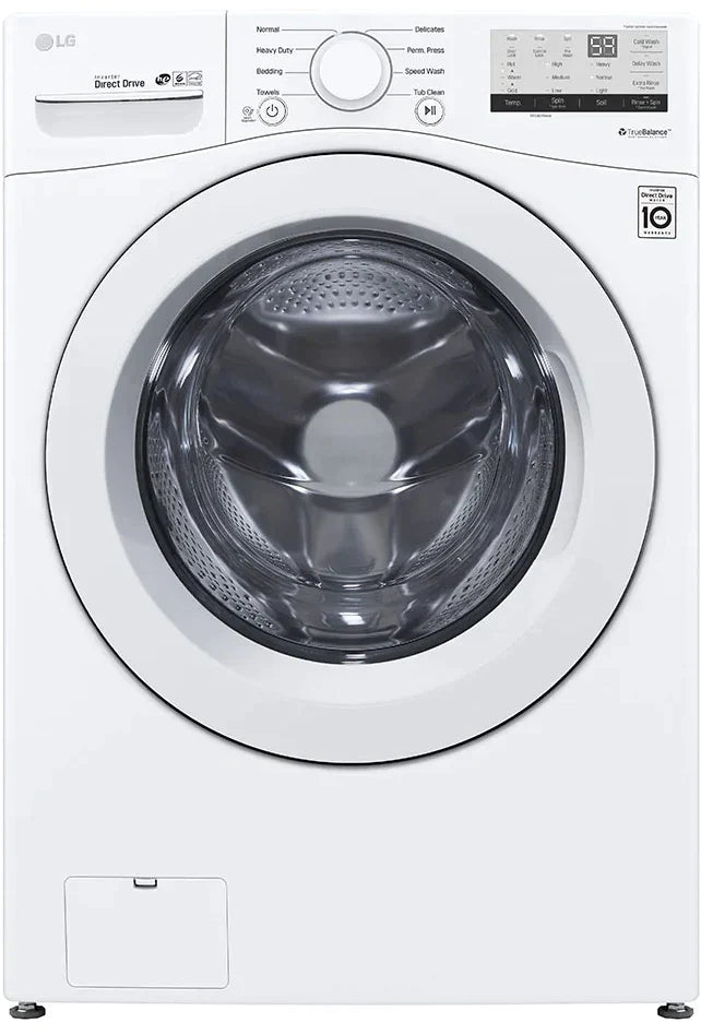 LG WM3400CW 27 Inch Front Load Washer with 4.5 Cu. Ft. Capacity, 8 Wash Cycles, 6Motion™ Technology, SenseClean™ System, LoDecibel™ Quiet Operation, SmartDiagnosis™, ColdWash™ Option, Quick Wash, Child Lock, and Energy Star® Rated