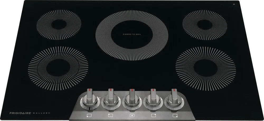 Frigidaire Gallery Series GCCE3070AD 30 Inch Electric Cooktop with 5 Elements, EvenTemp™ Element, SpaceWise® Expandable Element, Backlit LED Knobs, and ADA Compliant: Black Stainless Steel