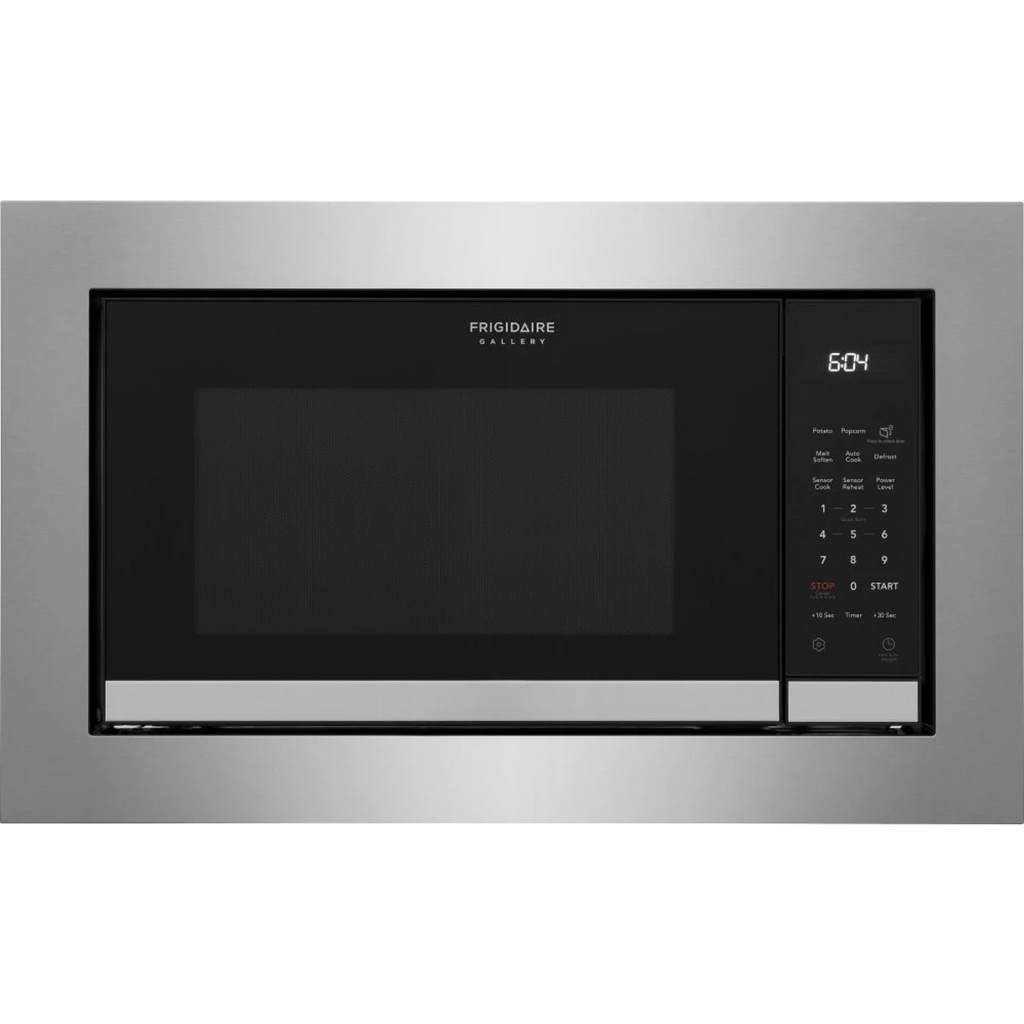 Frigidaire Gallery Series GMBS3068BF 2.2 cu. ft. Built-in Microwave Oven with 1,100 Watts, Sensor Cook Technology, Quick Start, Melt Setting, Child Lock, Glass Turntable, and Trim Kit Sold Separately: Stainless Steel