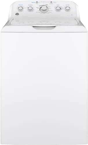 GE GTW465ASNWW 27 Inch Top Load Washer with 4.5 cu. ft. Capacity, 700 RPM Spin Speed, 14 Wash Cycles, 6 Water Temperatures, Dual Action Agitator, Speed Wash, Auto Soak and Deep Rise.: White