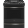 GE JGS760FPDS 30 Inch Slide-In Smart Gas Range with 5 Sealed Burners, 5.6 Cu. Ft. Oven Capacity, Gas Convection, Smooth-Glide Storage Drawer, Built-In WiFi, Enhanced Shabbos Mode Capable, Steam Clean, and ADA Compliant: Fingerprint Resistant Black Slate