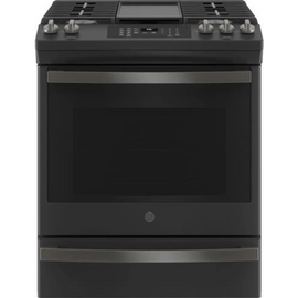GE JGS760FPDS 30 Inch Slide-In Smart Gas Range with 5 Sealed Burners, 5.6 Cu. Ft. Oven Capacity, Gas Convection, Smooth-Glide Storage Drawer, Built-In WiFi, Enhanced Shabbos Mode Capable, Steam Clean, and ADA Compliant: Fingerprint Resistant Black Slate