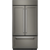 KitchenAid KBFN502EPA 42 Inch French Door Refrigerator with 24.2 cu. ft. Capacity, 4 Glass Shelves, Preserva Food Care System, Automatic Ice Maker, Platinum Interior, LED Lighting, SatinGlide® Cripers, Door Open Alarm, Sabbath Mode, Qualified: Panel Ready