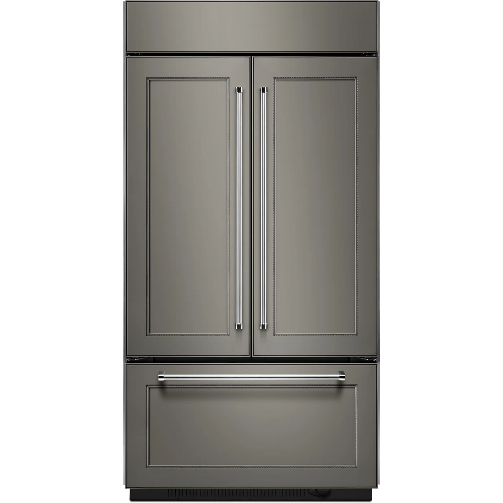 KitchenAid KBFN502EPA 42 Inch French Door Refrigerator with 24.2 cu. ft. Capacity, 4 Glass Shelves, Preserva Food Care System, Automatic Ice Maker, Platinum Interior, LED Lighting, SatinGlide® Cripers, Door Open Alarm, Sabbath Mode, Qualified: Panel Ready
