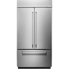 KitchenAid KBFN502ESS 42 Inch Built-In French Door Refrigerator with 24.2 cu. ft. Capacity, Glass Shelves, Preserva Food Care System, Automatic Ice Maker, Platinum Interior, LED Lighting, SatinGlide® Cripers, Door Open Alarm, Sabbath Mode: Stainless Steel