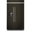 KitchenAid KBSD708MBS 48 Inch Built-In Side-by-Side Refrigerator with 29.4 cu. ft. Capacity, 4 Shelves, FreshChill™ Drawer, ExtendFresh™ Plus, Exterior Ice/Water Dispenser, ENERGY STAR®, and Star-K: Black Stainless Steel with PrintShield™ Finish