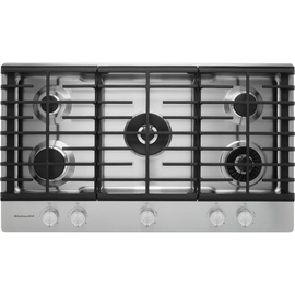 KitchenAid  KCGS956ESS 36 Inch Gas Cooktop with 5 Sealed Burners, Removable Griddle, 10,000 BTU Even-Heat™ Torch Burner, 20,000 BTU Professional Dual Ring Burner, Continuous Full-Width Cast-Iron Grates: Stainless Steel