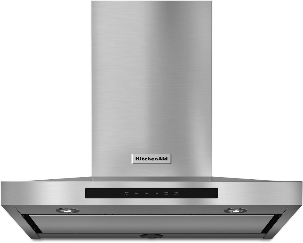 KitchenAid KVWB600DSS 30 Inch Wall Mount Canopy Hood with 3 Speed/585 CFM Motor, Electronic Glass Touch Control, LED Task Lights, Removable Filters, Power Boost, Auto Speed Setting, Automatic Turn On, and Perimeter Ventilation: Stainless Steel