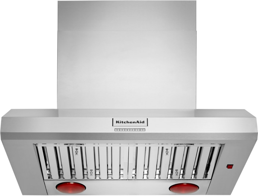 KitchenAid Commercial-Style KVWC956KSS 36 Inch Wall Mount Canopy Range Hood with Four-Speed Fan, 585/1,170 CFM Motor Sold Separately, Push Button Control, LED Lights, Food Warming Lamps, Stainless Steel Baffle Filters, Power Boost, Automatic Turn On