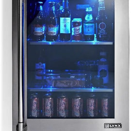 Lynx LN24REFGR 24 Inch Built-In All Refrigerator with 5.3 Cu. Ft. Capacity, Dynamic Cooling Technology, Blue Interior Lighting, Adjustable Stainless Steel Shelves, Door Lock, UL Listed, and ENERGY STAR® Certified: Right Hinge