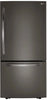 LG LRDCS2603D 33 Inch Bottom Mount Refrigerator with 25.50 cu.ft. Total Capacity, Internal Ice Maker, Adjustable Glass Shelves, Gallon Door Bins, Door Cooling+, Multi-Air Flow™ Technology, and Energy Star® Qualified: PrintProof™ Black Stainless Steel