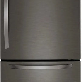 LG LRDCS2603D 33 Inch Bottom Mount Refrigerator with 25.50 cu.ft. Total Capacity, Internal Ice Maker, Adjustable Glass Shelves, Gallon Door Bins, Door Cooling+, Multi-Air Flow™ Technology, and Energy Star® Qualified: PrintProof™ Black Stainless Steel
