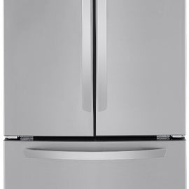 LG LRFCS25D3S 33 Inch 3-Door French Door Refrigerator with 25.1 Cu. Ft. Capacity, Spill Protector™ Glass Shelves, Door Cooling+, Print Proof, Multi-Air Flow System, Sabbath Mode, Smart Diagnosis, Ice Maker, UL Listed: Stainless Steel