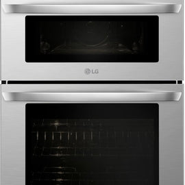 LG LWC3063ST 30 Inch Smart Combination Wall Oven with 4.7 cu. ft. True Convection Oven, Smartthinq® Technology, Self+EasyClean, Infrared Heating™, TurboCook™ Speed Oven, and Star-K Certified: Stainless Steel