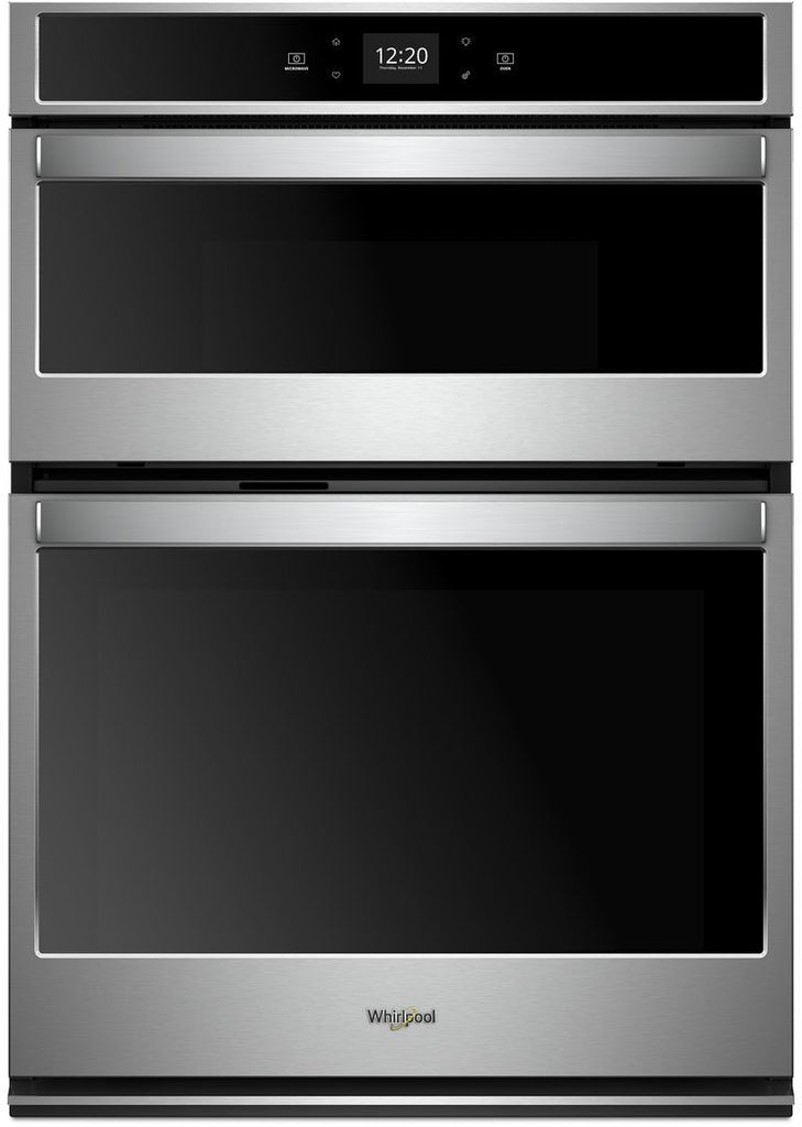 Whirlpool WOC54EC0HS 30 Inch Smart Combination Wall Oven with Frozen Bake™ Technology, Temperature Sensor Multi-Step Cooking Rapid Preheat Keep Warm Setting Star K Compliant Sabbath Mode 6.4 cu. ft. Total Capacity