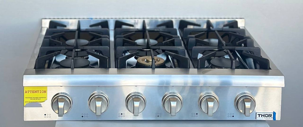 Thor Kitchen HRT3618ULP 36 Inch Gas Range top with 6 Sealed Burners, Continuous Cast Iron Grates, 15000 BTU Dual Burner, : Liquid Propane
