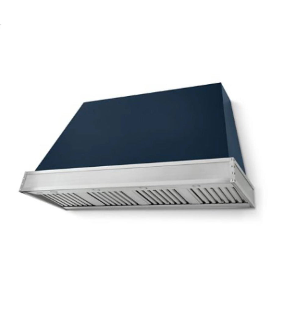 Viking Tuscany Series TVWH360SB 36 Inch Wall Mount Range Hood with Variable Speed Control, Blower Options, Backlit LED Knobs, Dimmable LED Lighting, Stainless Steel Baffle Filters, Heat Sensor, Heat Lamps, and Virtually Seamless Design: Slate Blue