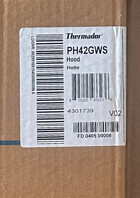 Thermador Professional Series PH42GWS 42 Inch Wall Mount Smart Range Hood with 4-Speed, Blower (Sold Separately), Touch Control, LED Lighting, Baffle Filter, Delay Shut Off, and Automatic Mode
